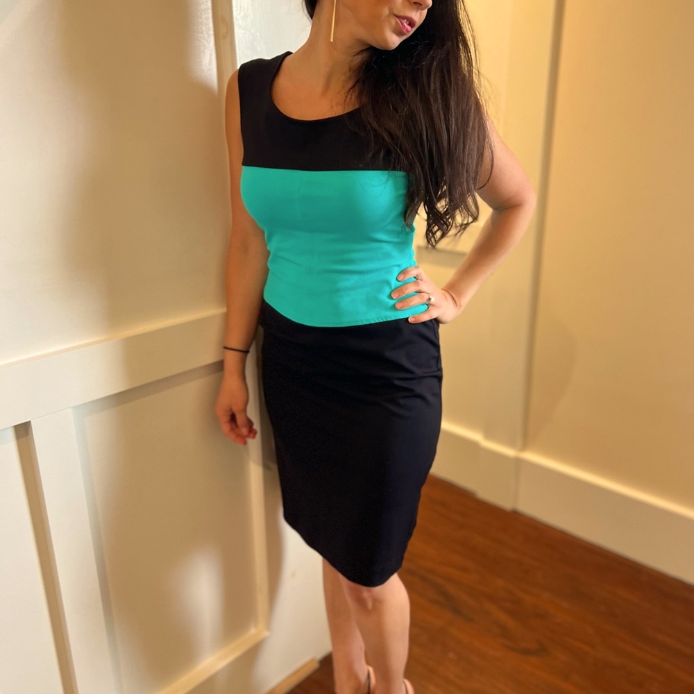 Black and Turquoise Stretch Dress